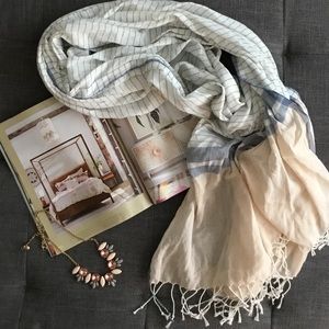 Beautiful Lightweight Scarf with Tassels & Stripes